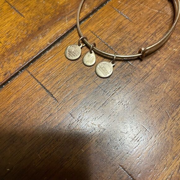 Alex and Ani Rose Gold Love Bangle Bracelet with Heart Charm - Picture 3 of 5